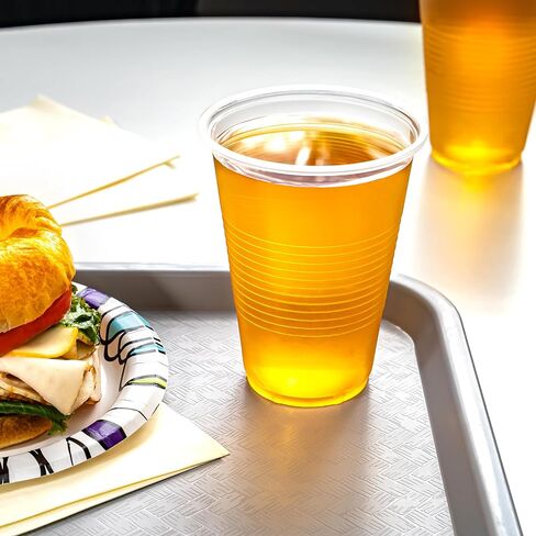 Amazon Basics Disposable Clear Plastic Cups, 16oz, 50 Count in Kuwait