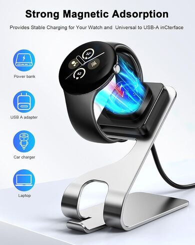 Charger Stand for Google Pixel Watch 2/ Pixel Watch 3 45mm 41mm& Fitbit Sense/Sense 2/Versa 3/4, Magnetic Charging Station Dock for Smartwatch Accessories with 4.9ft USB Cord (Not for Pixel Watch 1) in Saudi Arabia