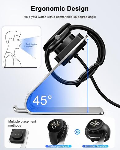 Charger Stand for Google Pixel Watch 2/ Pixel Watch 3 45mm 41mm& Fitbit Sense/Sense 2/Versa 3/4, Magnetic Charging Station Dock for Smartwatch Accessories with 4.9ft USB Cord (Not for Pixel Watch 1) in Saudi Arabia