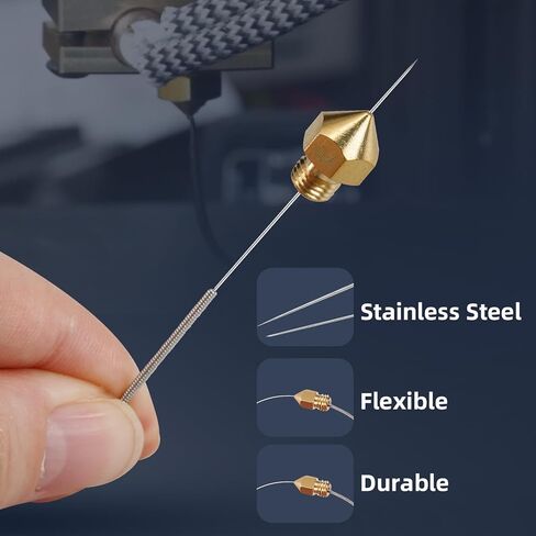 3D Printer Nozzle Cleaning Kit: 20-Pack 0.4mm Stainless Steel Nozzle Cleaner, 3D Printer Cleaning Needles for Creality Ender 3/K1/MK8/V6, No Clogger, Sturdy and Durable, Ease of Use, by 5APLUSREPRAP in Kuwait