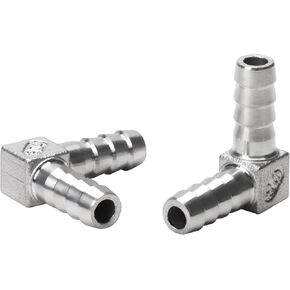 DERNORD 1/2" Hose Barb 90 Degree Elbow 304 Stainless Steel L Right Angle Barbed Fitting for Air Water Fuel Gas (Pack of 2)