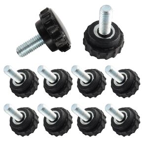 10PCS M6x15mm Knurled Clamping Knobs, Round Head Male Thread Knurled Thumb Screw, Zinc Plated Carbon Steel Hand Bolt Knobs Clamping Screw
