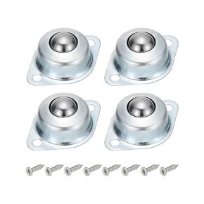 PATIKIL 5/8" Roller Ball Transfer Bearing, 4 Pcs Unit Round Ball Transfer Carbon Steel Casters for Conveyor Stand Transmission Furniture with Screw