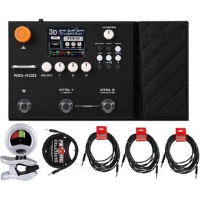 NuX MG-400 Multi Effects Unit Bundle with 3 10' Instrument Cables, Aux Cable, and Snark Tuner