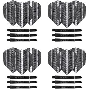 Harrows Darts 4 x Sets of Supergrip Carbon Dart Stems and Supergrip Ultra Dart Flights - 12 Dart Shafts 12 Darts Flights in Total - Medium & Short (Medium)