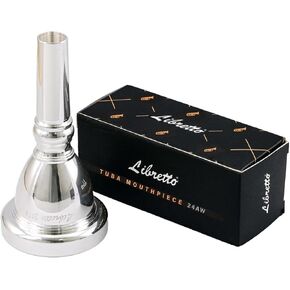 Libretto 24AW Tuba Mouthpiece, 2μm Silver Plated Tuba Mouthpiece w/Vacuum Packing, Designed for Beginners, Students, Intermediate Players
