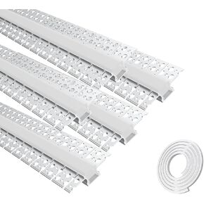 Besseto Plaster-in LED Channel 5Pack 1M/3.3ft,Bendable Drywall LED Strip Light Aluminum Channel,Flexible Curved Aluminum LED Channel for Wall and Ceiling with Long Silicone Diffuser