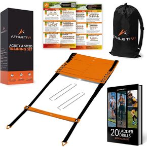 Agility Training Equipment Set for Proffesional Training, Adults, Youth & Kids. Soccer & Footbal Training Set with Fixed-Rung Ladder - Enhance Speed, Power & Strength.