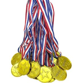 24 Pcs Plastic Winner Medals Gold Winner Award Medals for Kids School Sports, Soccer Competition, Games, Talent Show, Gymnastic, Party Favors, Dress Up or Celebration Souvenir
