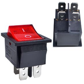 2 Pcs Boat Rocker Switch AC 20A 125V, 16A 250V DPST 4 Pins 2 Position On Off Red LED Light Snap in Toggle Switch for Boat Car Household Appliances