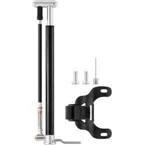 JULAI Mini Bike Floor Pump with Gauge, Portable Hand Pump - Bicycle Frame Inflator with Ball Needle - Fits Presta & Schrader Valves - Lightweight for Road Mountain & BMX Bikes - High Pressure 160 PSI