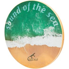 GECKO 14.6 Inch Ocean Drum | Birch Wood Frame with Beads | Versatile Hand Drum for Wave Sounds, Meditation, Sensory Play, Music Education, and Live Performance | Dual Use as Portable Cajón Drum