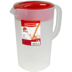 Rubbermaid Pitcher Classic 1 Gallon Clear Base, Red Lid