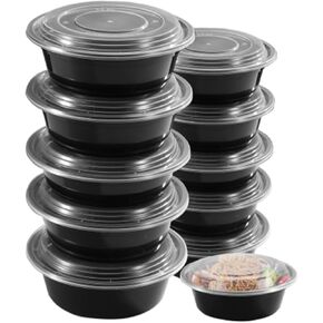 50 Pack Round Meal prep Reusable Container with Lids,Disposable Plastic Bento Lunch Box To Go,Sturdy Leakproof & Food Safe,Meal Prepping Containers (24oz-50pack)