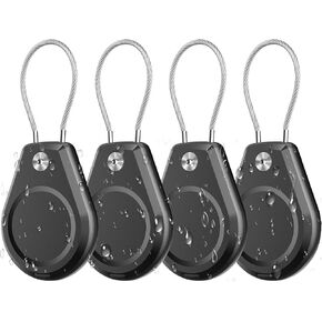 AirTag Keychain Holder 4 Pack - Upgraded Premium PC Airtag Case with Metall Wire Cable, IPX8 Waterproof & Ultra Durable, Airtag Accessories for Pet Collars, Luggage, Kids, Bicycles, Suitcases, Scooter