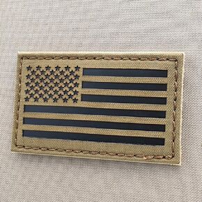 Coyote Brown Tan Infrared IR USA American Flag 3.5x2 IFF Tactical Morale Touch Fastener Patch