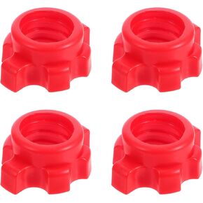 4pcs Dumbbell Hex Nut Plastic Screw for Barbell Dumbbell Collars 1 Inch for Dumbell Weight Lifting Fitness Training Red