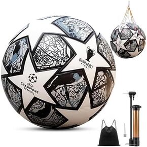 Football Fans Memorabilia 2024 Soccer Ball Birthday Present Size 5 Soccer Office Soccerball Fans Thermally Bonded Match Ball with Seamless Stiching Soccer (Grey)