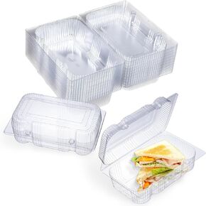 40 Packs Disposable Plastic Hinged Food Container 7.3x4.9x2.6" Clear Clamshell Food Containers Clear Plastic Hinged Take Out Containers Dessert Box for Dessert, Snacksetc, Cakes Slice, Cookies
