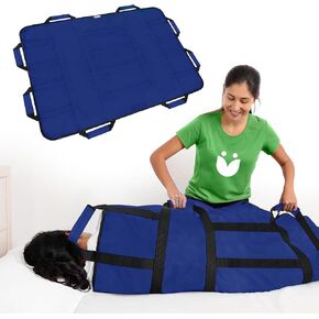 Upgraded Premium Patient Transfer Sheet with Handles, 48" x 40" Positioning Bed Pad for Elderly, Reinforced Lift Aid, Medical Draw Sheet, Washable & Reusable, Ideal for Hospital Beds, Black (Ver 2)