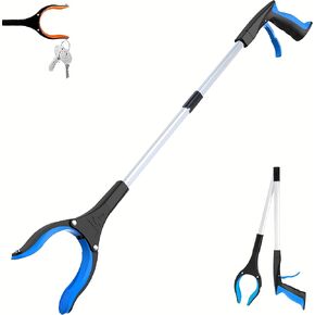 Grabber Reacher Tool - 32" Extra Long Foldable Gripper and Reaching Tool - Heavy Duty Pick Up Stick Grabbers for Seniors, Trash, Surgery Recovery Must Haves Gifts (Blue)