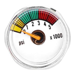 Paintball Gauge Pressure Gauge 0-5000 psi Mini Manometer Aluminum Alloy 22.5mm Dial Meter PCP Gauge PCP Manometer Manometer Gauge Back Mount 1/8" NPT Male Connector(5000 psi)