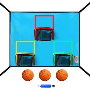 Trampoline Basketball Hoop with 3 Hoops and 3 Balls, Lightweight Basketball Hoop for Trampoline, Universal Trampoline Basketball Hoop Attachment, Easy to Install