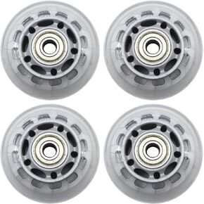 Inline Skate Wheels 64mm, Clear Roller Blade Replacement Wheels with Bearings for Skate, Office Chairs, Luggage (4 Pack)