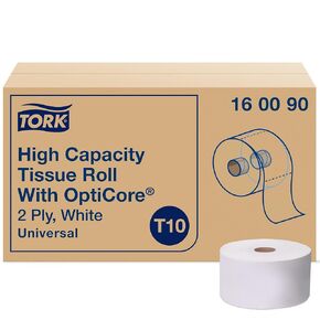 Tork OptiCore® Mid-size Toilet Paper Roll White T10, Universal, 2-ply, 12 x 2000 sheets, 160090
