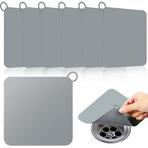 Yinkin 6 Pcs Shower Drain Cover Floor Drain Cover to Keep Bugs Out Silicone Tub Stopper Sewer Anti-Odor Mat Deodorizing Drain Plugs for Bathroom Kitchen Laundry(Grey and White,5.79 x 5.79 Inch)