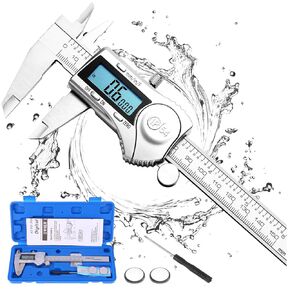 Digital Caliper, Calipers Measuring Tool with IP54 Splash Proof, Micrometer Caliper Digital 6 Inch, Vernier Caliper Tools, Stainless Steel, Large LCD Screen, Inch/Millimeter/Fraction Conversion