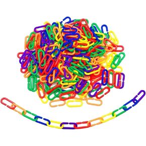 100 Pcs Plastic C Clip Hooks Interchangeable Rainbow C Links Colorful Chain Links Plastic Open Link Rings for Classroom Playroom Bird Cage