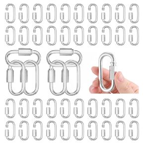 50 Pack M6 Quick Links Chain Connector, 2.3″ Stainless Steel Quick Link, Oval Galvanized Chain Quick Link, Chain Link Connector for Towing, Chandelier, Swing, Hiking, Camping, Key Ring