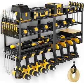 Power Tool Organizer Wall Mount, Extended Large Heavy Duty Drill Holder, 4 Layer Garage and Storage, Suitable Utility Racks for Room, Workshop