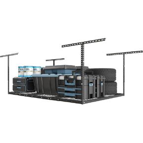 FLEXIMOUNTS 3x6 Overhead Garage Storage Adjustable Ceiling Rack 72" Length x 36" Width x 40" Height (Black)