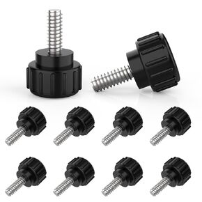 M4 x 10 mm Knurled Thumbscrew, 8Pcs (Head Diameter 14 mm) Stainless Steel Threaded Thumb Screw, Black Round Clamping Screw for Machinery Latche
