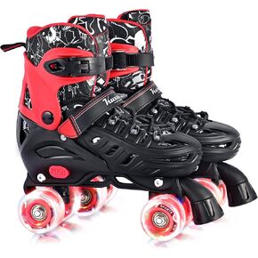 Kuxuan Skates Roller Skates for Girls and Boys Kids, 4 Sizes Adjustable Fun Kids Toddler Rollerskates with Light up Wheels for Teens Women Indoor Outdoor