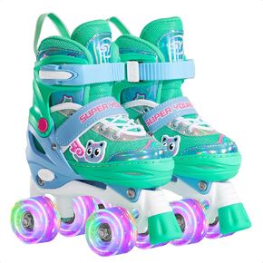 Adjustable Light Up Kids Unicorn Roller Skates for Girls，Toddlers Beginner Cat Roller Skates