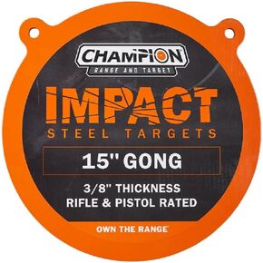 Champion Range and Target Impact Steel 15" Gong, 3/8" AR500 Steel, Centerfire Rifle and Pistol Target