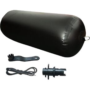 Heavy-Duty Inflatable Boat Fenders Bumpers with Fender Rope,Valve Adapter Connector Nozzle and Valve Wrench for Docking(18"x 48",Black)
