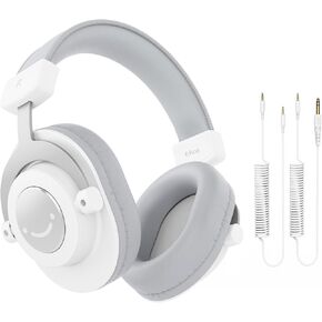 FIFINE Studio Monitor Headphones, Wired Over-Ear Computer Headphones with 3.5mm to 6.35mm Jack for Mixer/Amplifier/PC, Closed-Back Headset with Flexible Headband for Music Vocal Recording-H8 White
