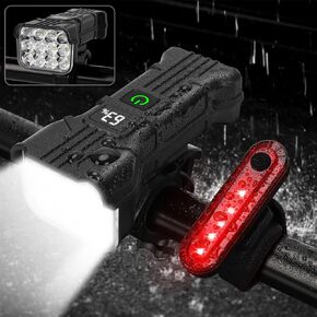 Bike Lights for Night Riding Rechargeable 9500 Lumen Bike Lights Front and Back Rechargeable 5 Adjustable Modes Bicycle Lights Front and Rear 12 Lights for Cycling