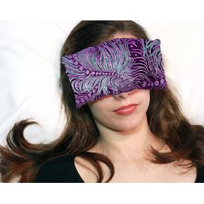 Handmade Luxe Serenity Eye Pillow - All-Natural Flaxseed & Lavender Scented – Weighted Eye Mask for Yoga, Meditation, Hot & Cold Therapy - Violet Peacock - TEP-VP