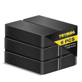 TRYMAG Ceramic Block Magnets, 17/8"x7/8"x3/8" Heavy Duty Industrial Ferrite Ceramic Magnets for Crafts, 6 Pack Large Rectangular Crafts Magnets for Hobbies, Fridge, Science, and Notice Boards(Grade 8)