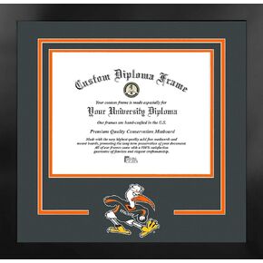 Campus Images NCAA Miami Hurricanes Unisex Spirit Diploma Manhattan Black Frame with Bonus Lithograph, Black, One Size