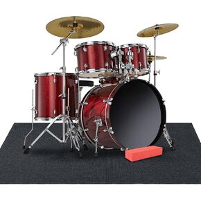 ROYALAY Drum Rug with Bass Drum Stopper, Drum Rug Drum Mat 48x72in, Drum Accessories Drum Mat Non Slip, Sound Proof Floor Mat for Studio, Apartment, Drum Accessories Gift for Drummers