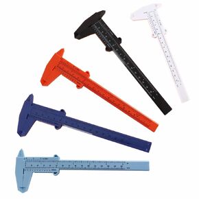 Plastic Vernier Calipers (5 Pieces), 150mm Mini Plastic Calipers for School Students, Portable 0-6 Inch Measuring Tool, Sliding Gauge