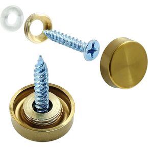 40 Sets Mirror Decorative Screws with Caps,16mm/0.63 inch Stainless Steel Screw Cover Caps Mirror Screws Fasteners for Mirrors, Tea Tables,Wardrobes and Other Glass Furnitures,Gold
