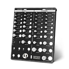 Thread Checker, 42 Nut and Bolt Identifier Gauge, Bolt Size and Thread Gauge, Thread Pitch Gauge, 19 Standard and 15 Metric Sizes Bolt Identifier Board with 8 Drill Bit Gauge (Black)