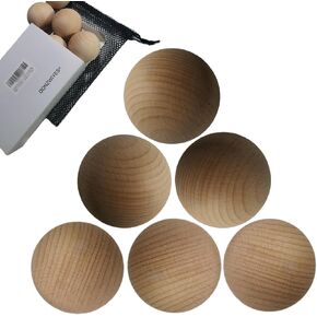 Swedish Stickhandling Balls - Hardwood No-Bounce Floorball Training Equipment for Street Hockey Training Balls & Ball Handling Drills 2 Inch Diameter 6-Pack with Reusable Storage Bag